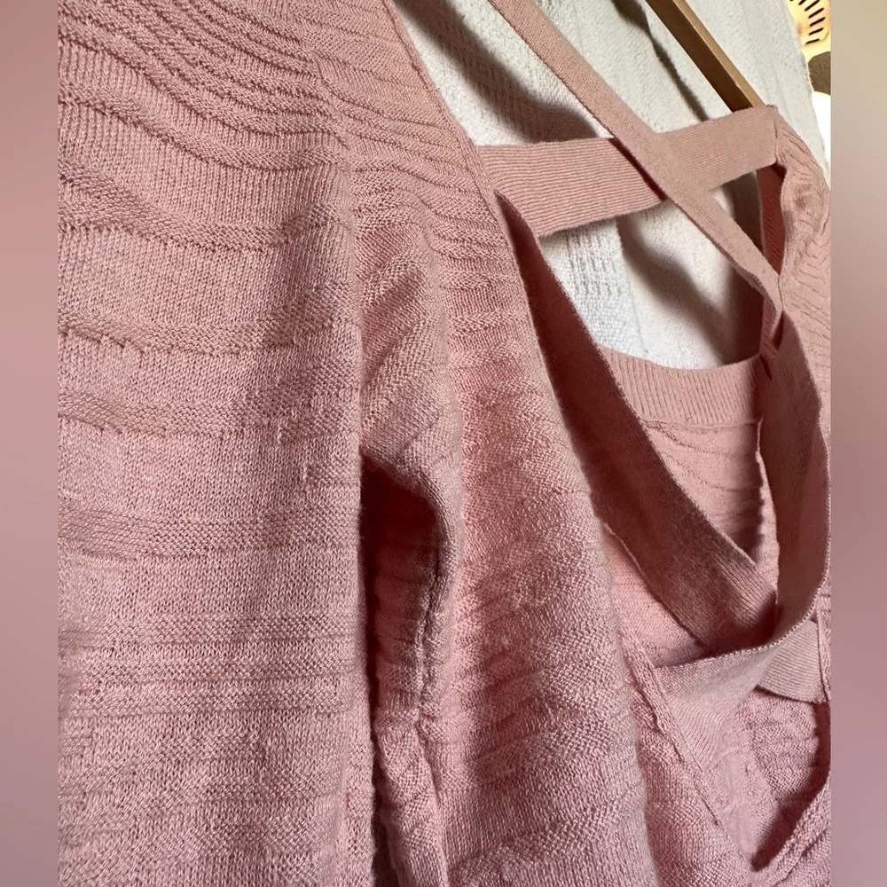 Free People Blush Pink Crisscross Back Blouse